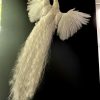 Opgezette witte pauw in vliegende pose