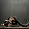 Gemetalliseerde schedel van een Kaapse buffel