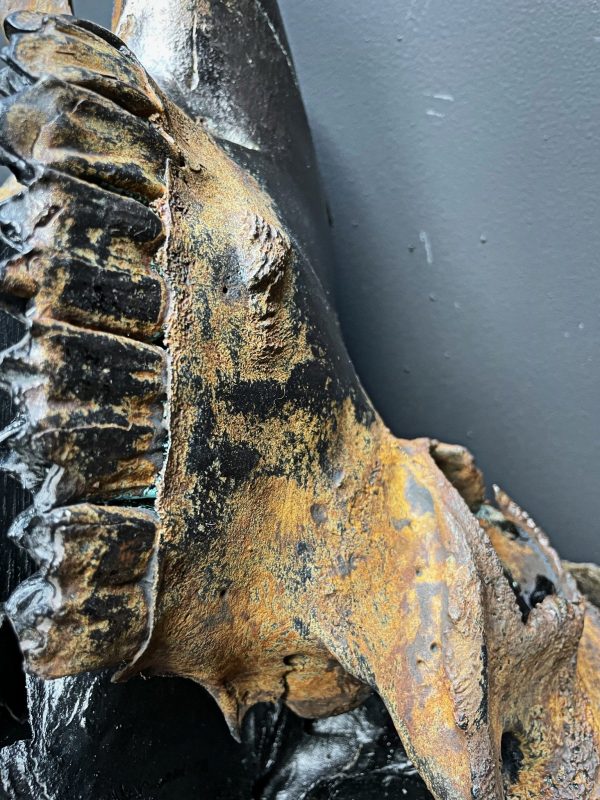 Gemetalliseerde schedel van een Kaapse buffel