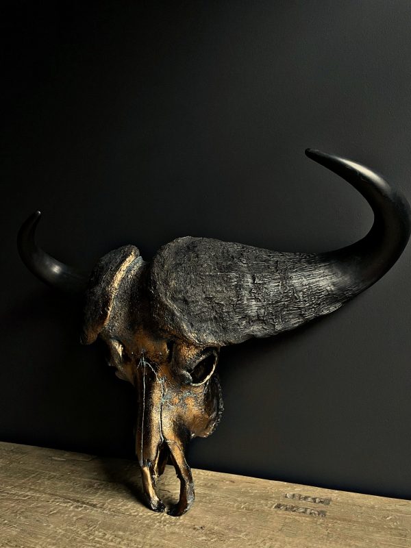Gemetalliseerde Kaapse buffelschedel (voorbeeld)