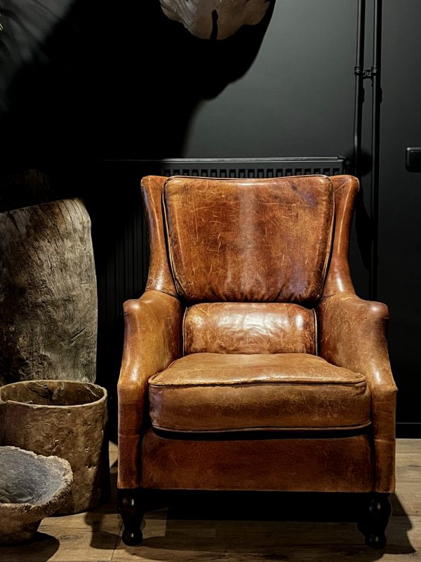 Lederen vintage clubfauteuil