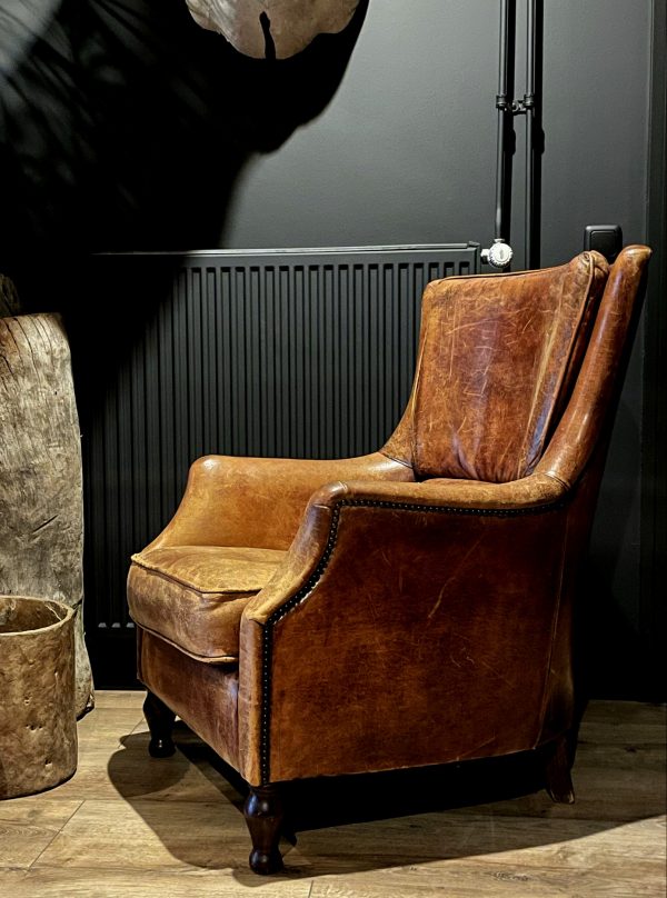 Lederen vintage clubfauteuil