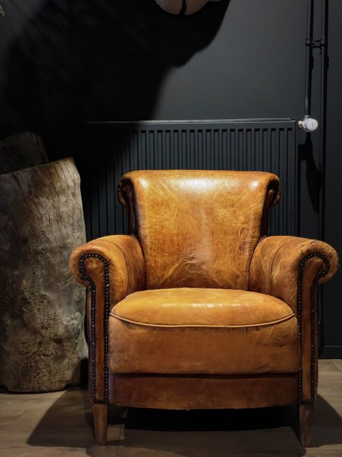 Lederen vintage clubfauteuil