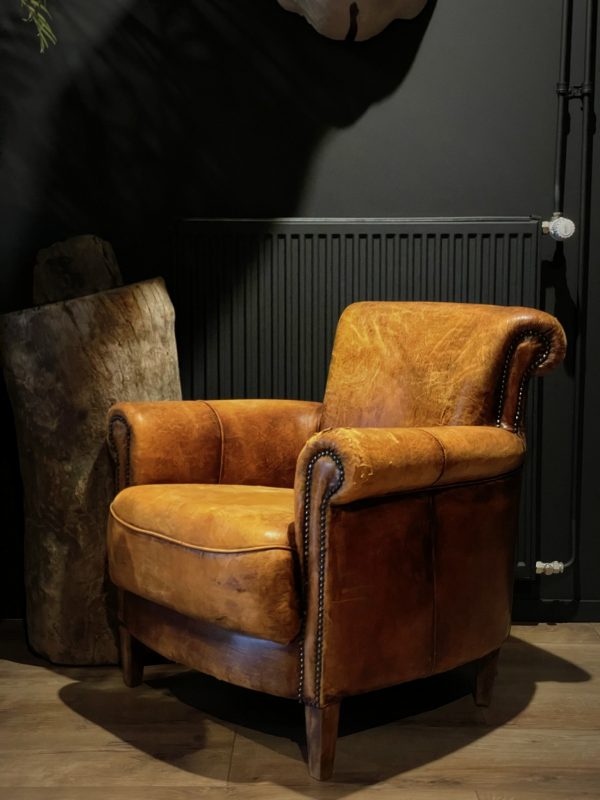 Lederen vintage clubfauteuil