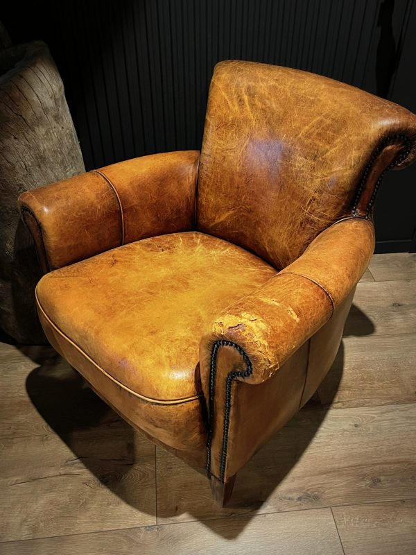 Lederen vintage clubfauteuil