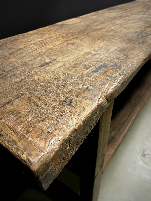 Antieke houten wandtafel met onderblad