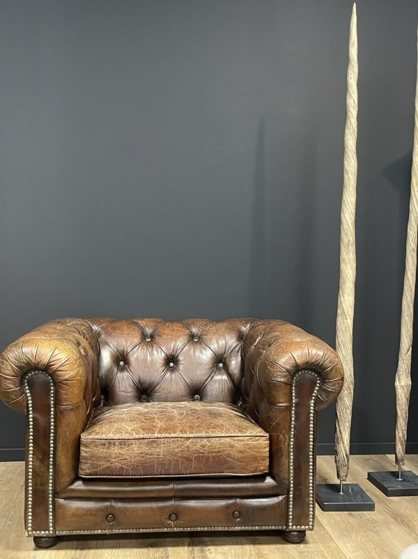 Vintage lederen Chesterfield fauteuil