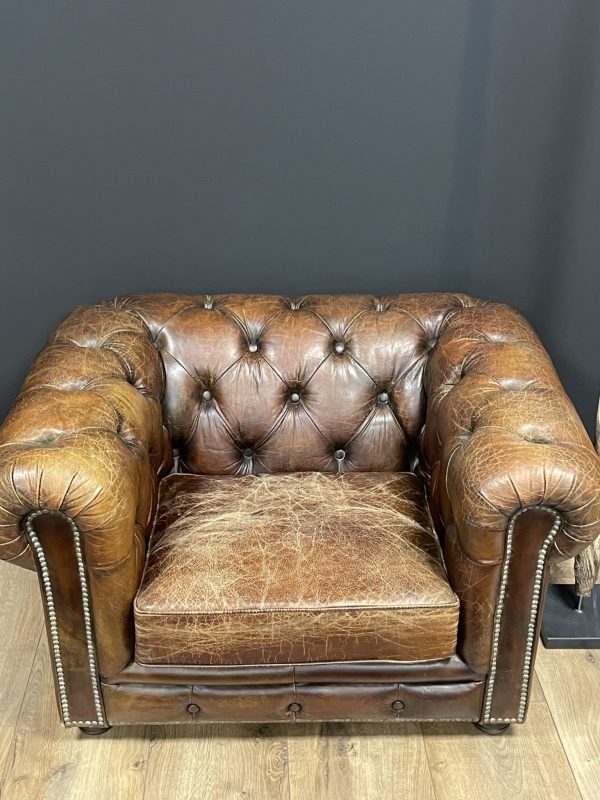 Vintage lederen Chesterfield fauteuil