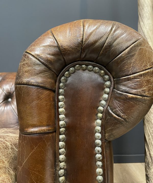 Vintage lederen Chesterfield fauteuil