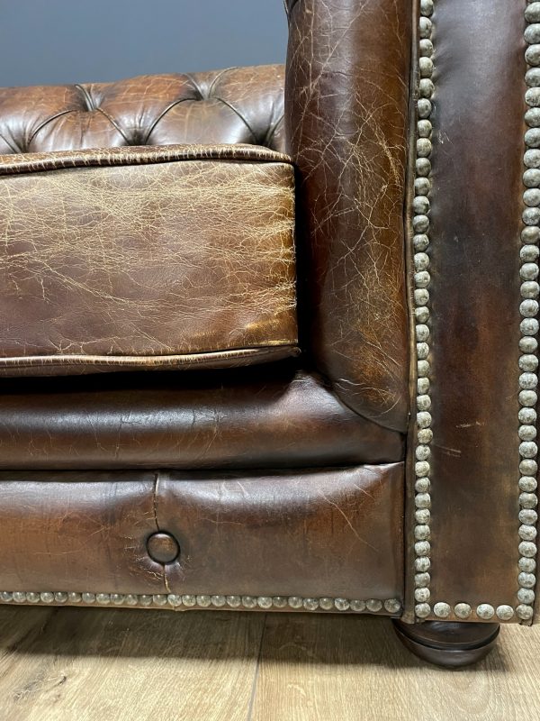 Vintage lederen Chesterfield fauteuil