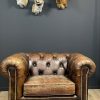 Vintage lederen Chesterfield fauteuil