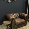 Vintage lederen Chesterfield fauteuil