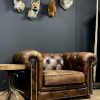 Vintage lederen Chesterfield fauteuil