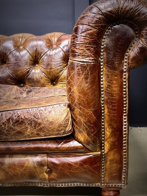 Vintage lederen Chesterfield bank