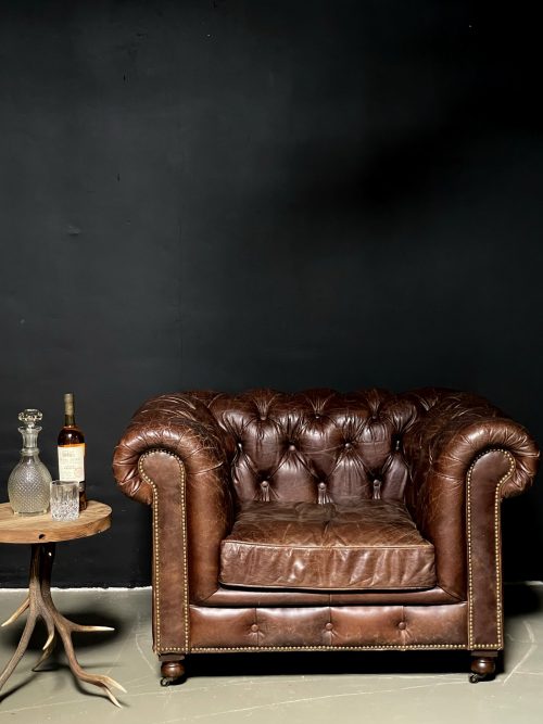 Set vintage lederen Chesterfield fauteuils