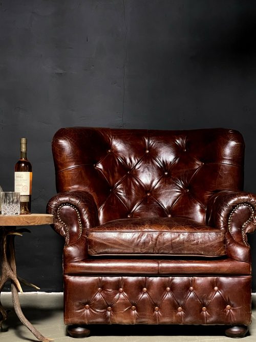 Set vintage lederen Chesterfield fauteuils