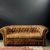 Vintage lederen Chesterfield bank