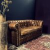 Vintage lederen Chesterfield bank