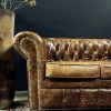 Vintage lederen Chesterfield bank