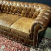 Vintage lederen Chesterfield bank