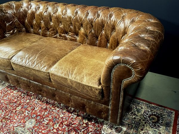 Vintage lederen Chesterfield bank