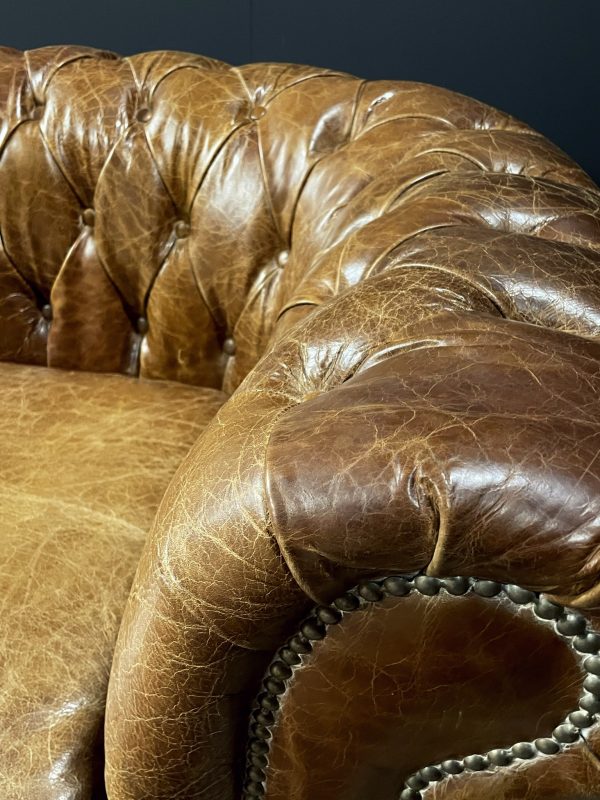 Vintage lederen Chesterfield bank