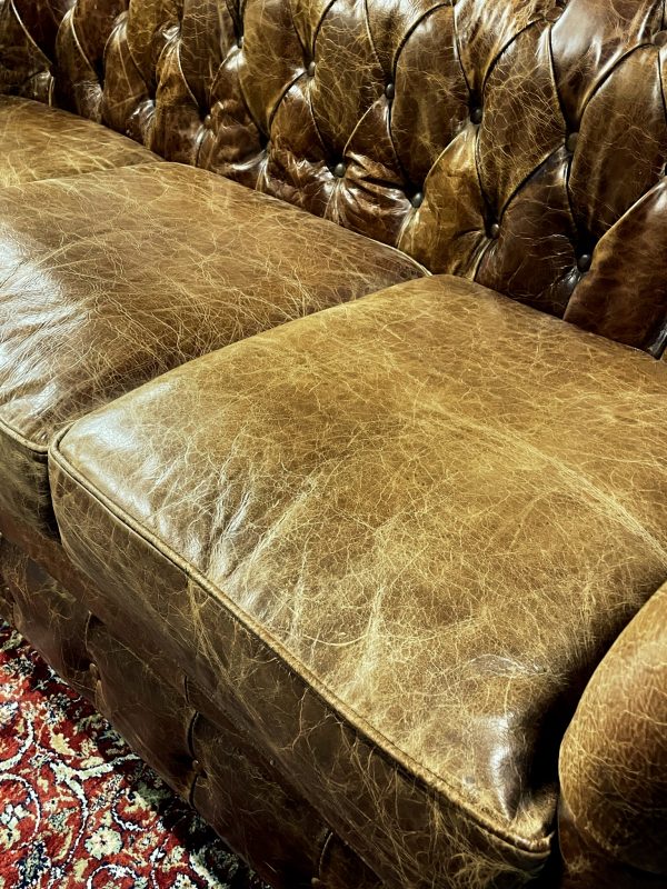 Vintage lederen Chesterfield bank