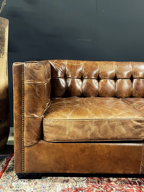 Vintage lederen Chesterfield bank