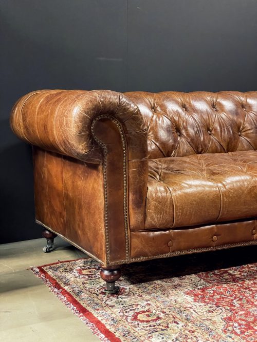 Vintage lederen Chesterfield bank