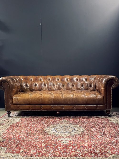 Vintage lederen Chesterfield bank