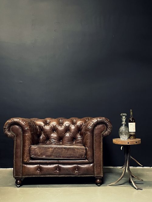 Vintage lederen Chesterfield fauteuil