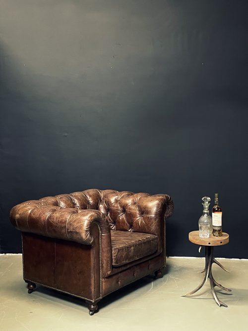 Vintage lederen Chesterfield fauteuil