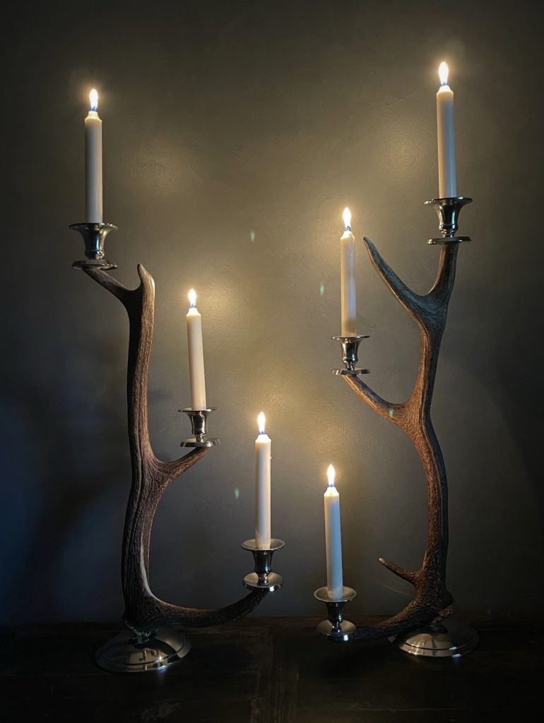 Red deer antler candlesticks DELUXE BEAST Interiors