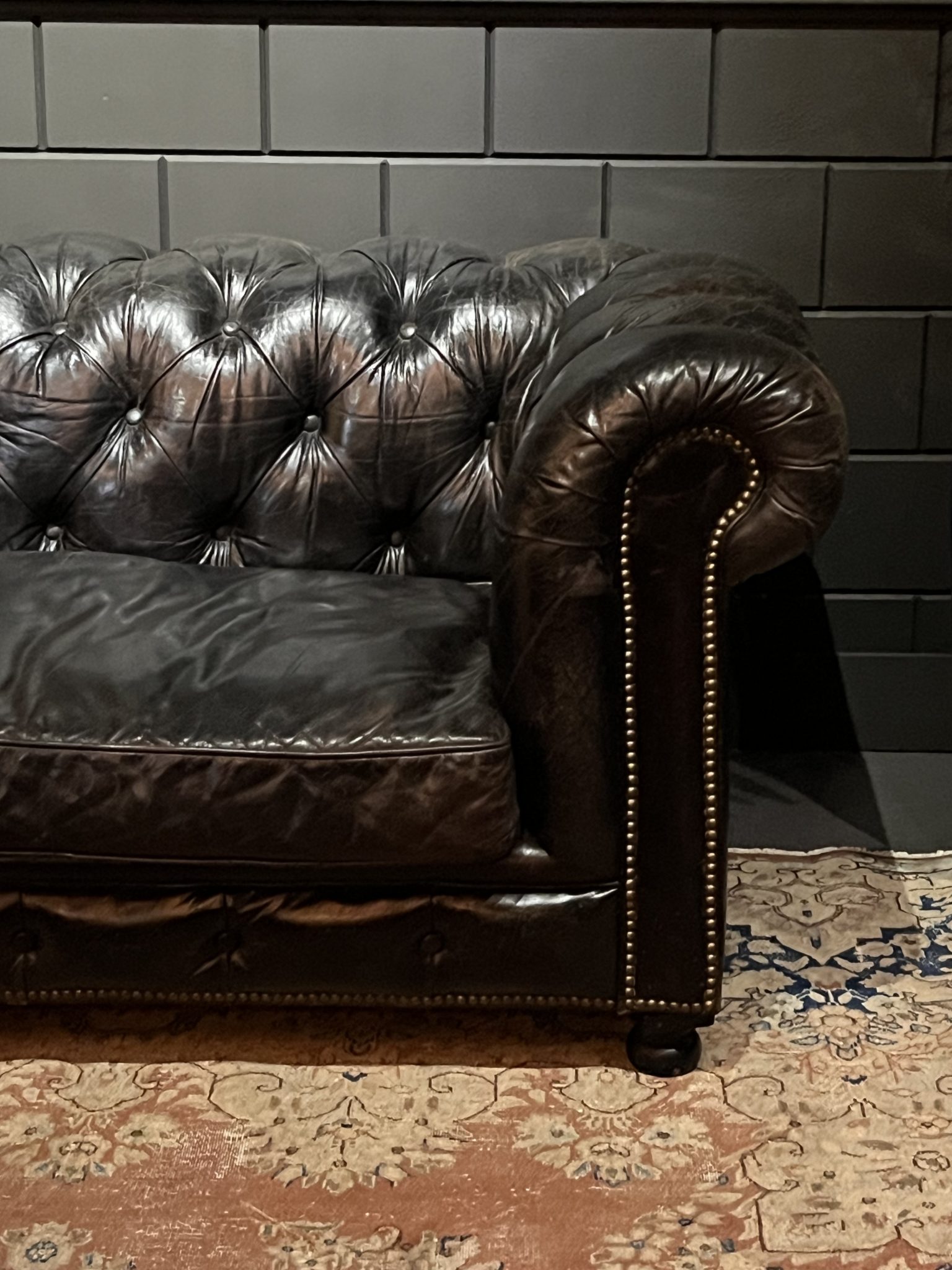 Vintage black leather Chesterfield sofa BEAST Interiors