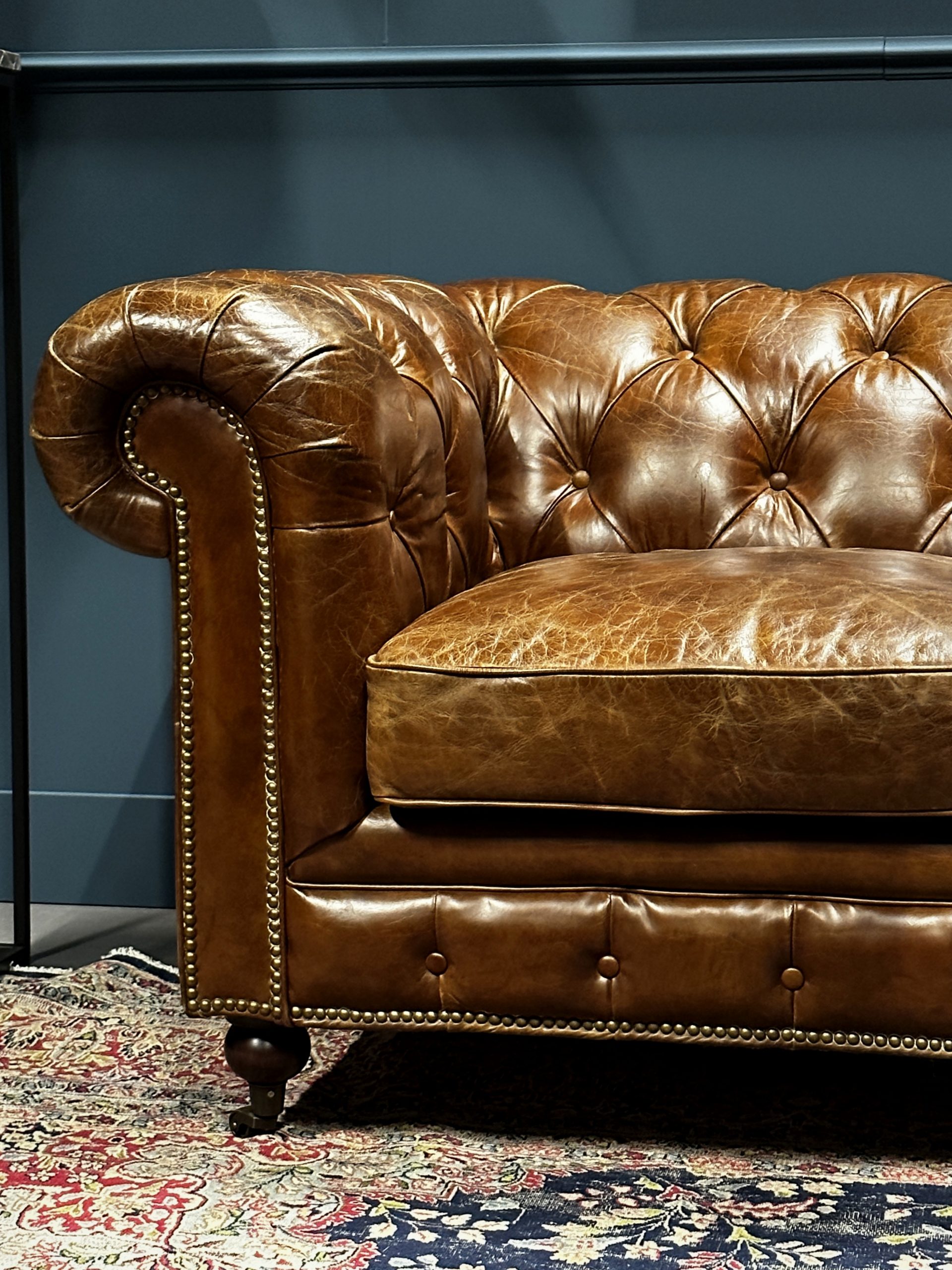 Vintage lederen Chesterfield bank