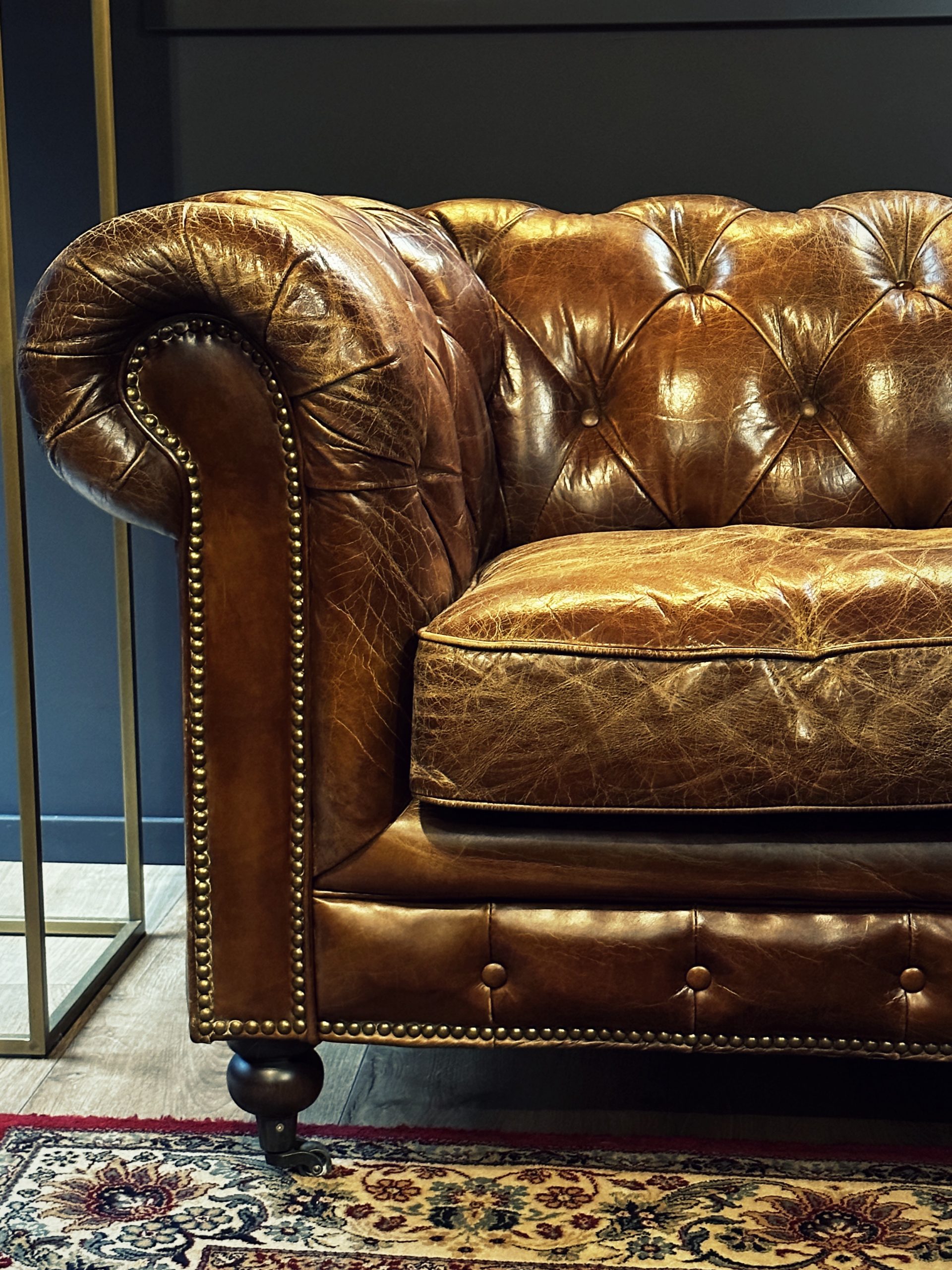 Vintage lederen Chesterfield bank