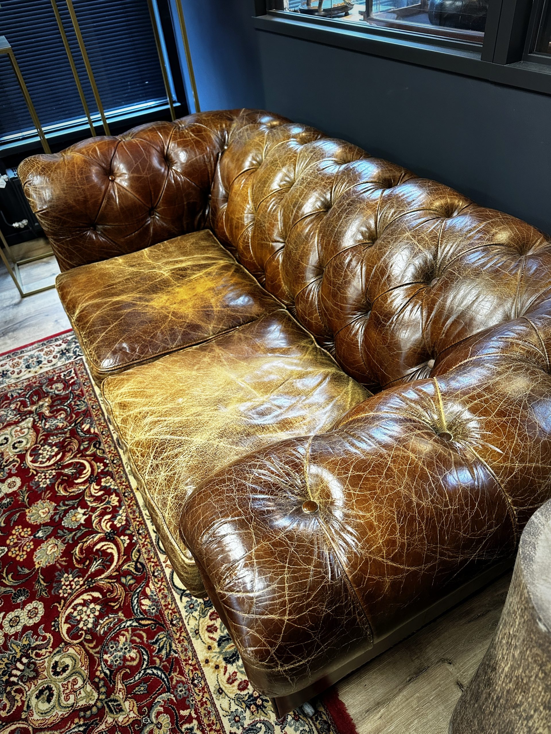 Vintage lederen Chesterfield bank