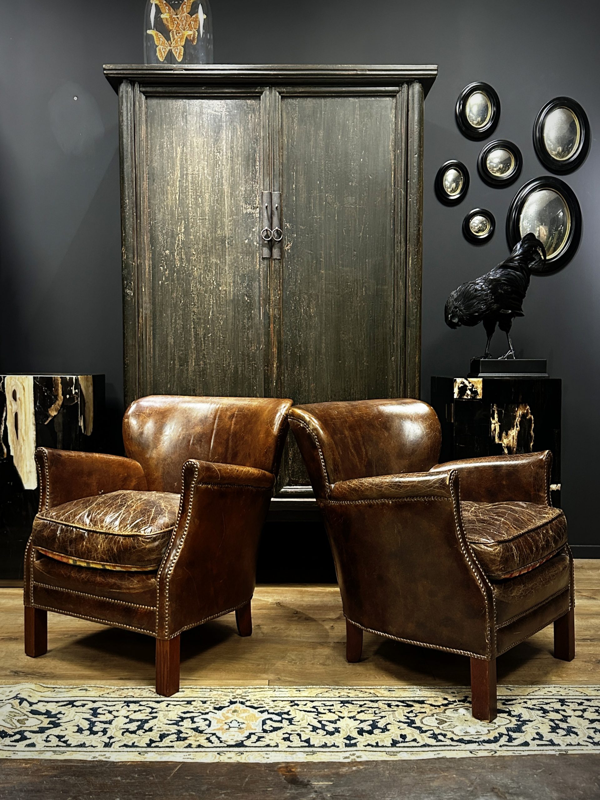 Bruin lederen "Ralph Lauren" clubfauteuil