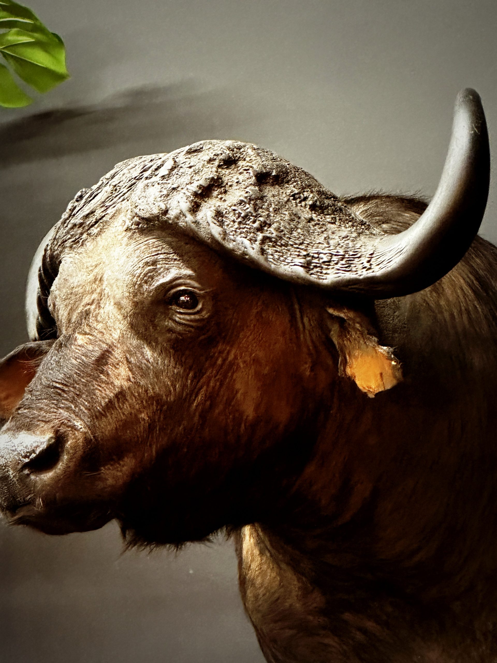 Opgezette kop van een Kaapse buffel