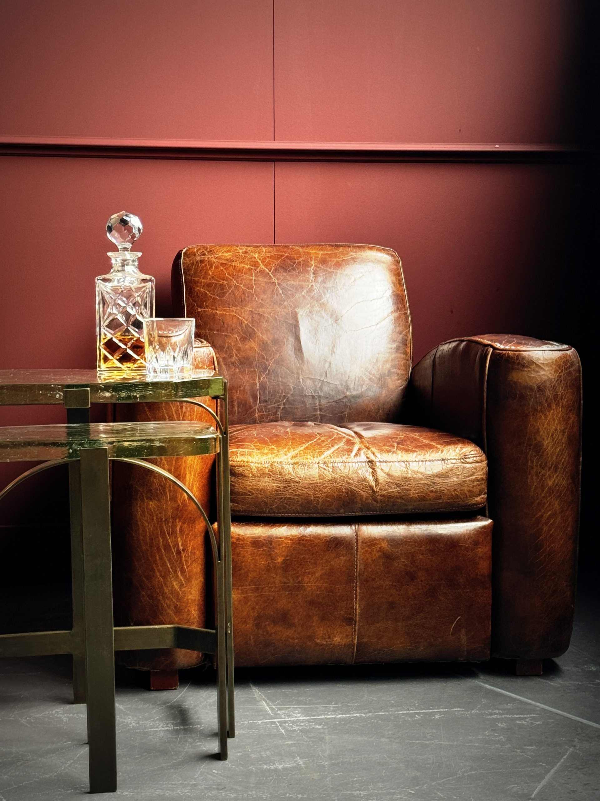 Set cognac lederen "Ralph Lauren" fauteuils