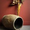 Antieke Afrikaanse houten boomstam pot Antieke Afrikaanse houten boomstam pot