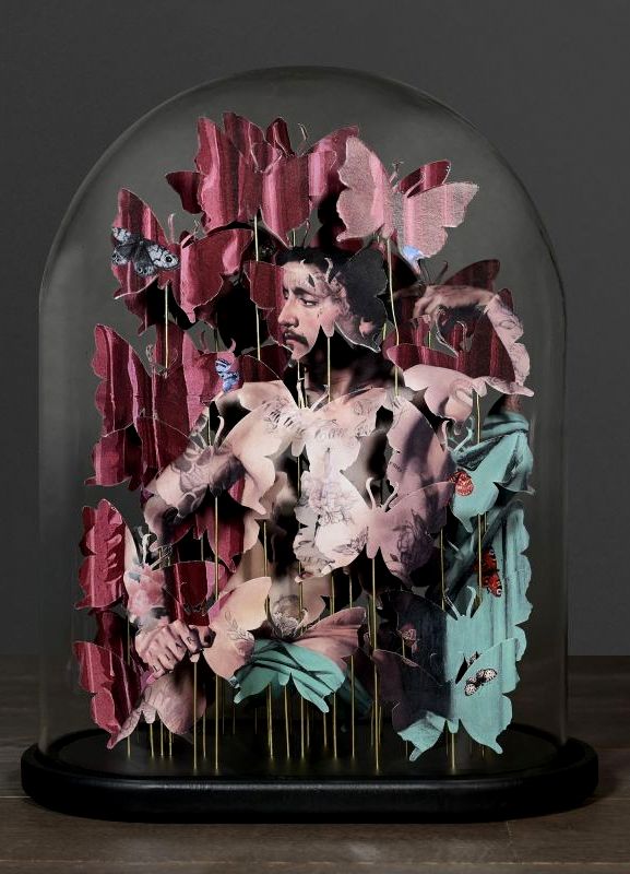 Anamorphosis "The Dandy" under Glass Dome