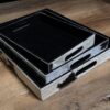 Satz Tabletts aus Rindsleder