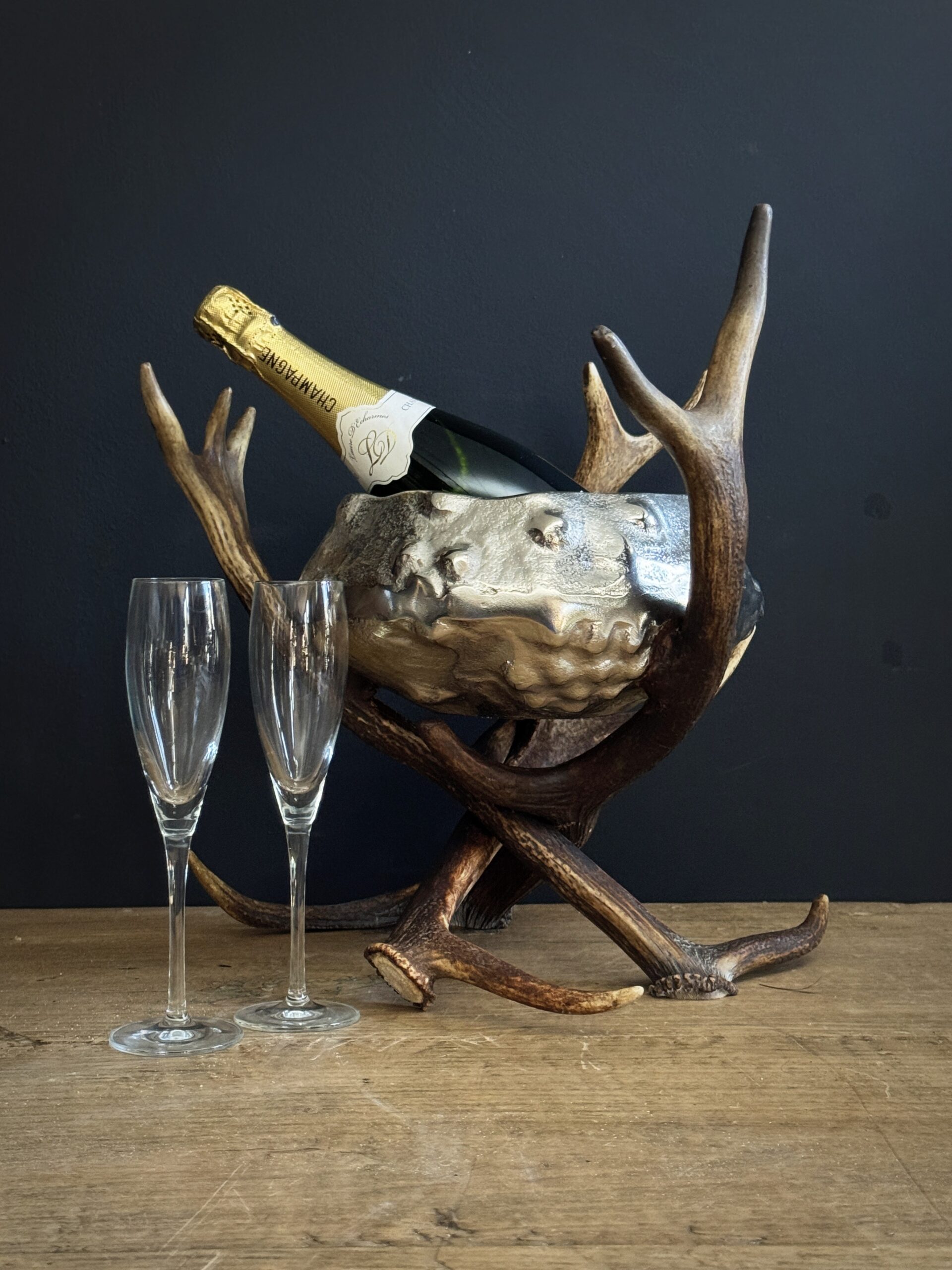 Champagnekoeler van gewei