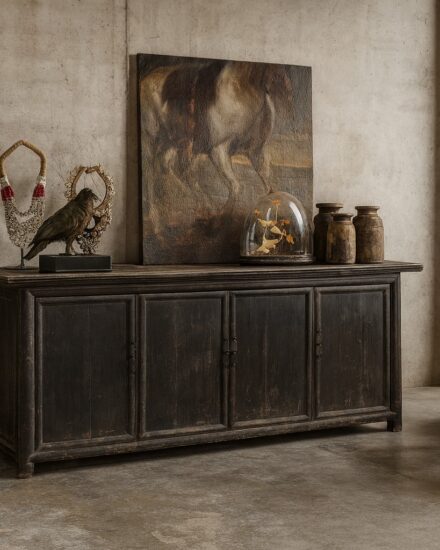 dressoir in betonnen interieur