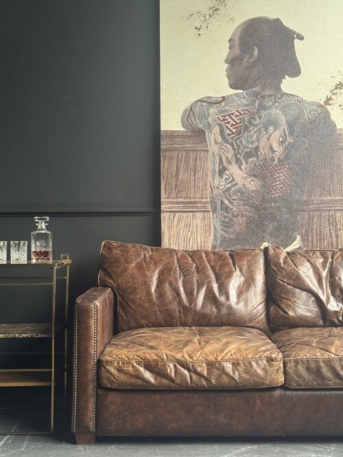 Vintage lederen bank