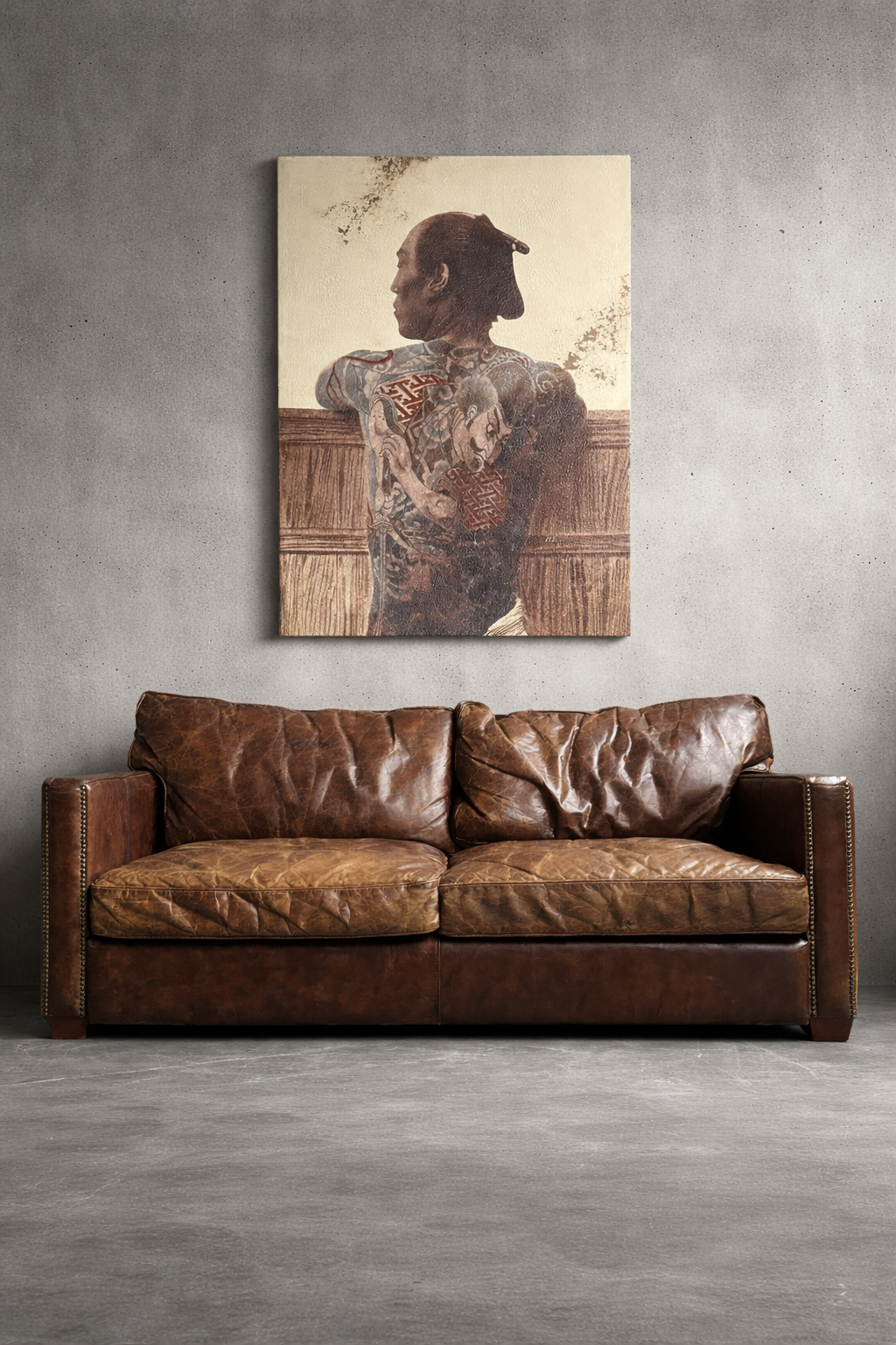 Vintage lederen bank