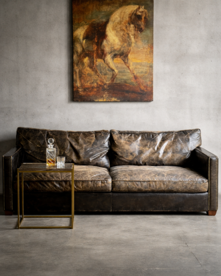 ruige lederen zwarte bank