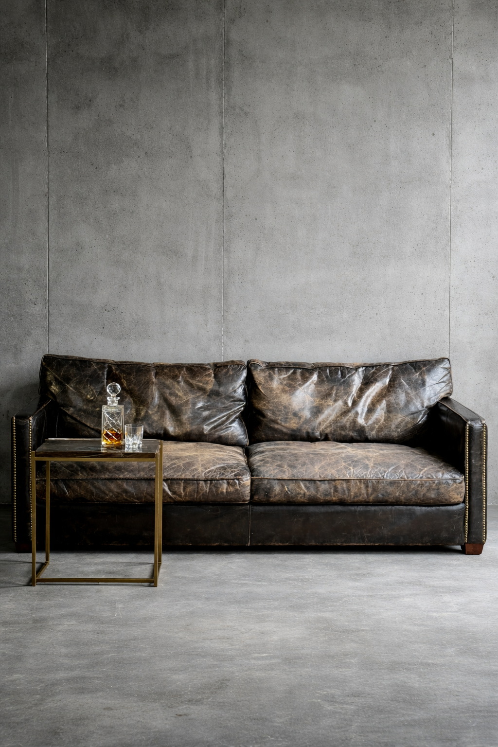 Vintage lederen bank