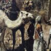 Antiek schilderij "The Old Blue-Tiled Mosque Outside Of Delhi".